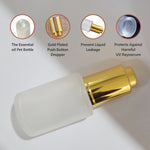 Load image into Gallery viewer, Frosted Glass Bottle With Golden Plated Push Button Dropper [ZMG52] 25ml, 30ml, 50ml, 100ml
