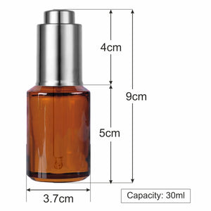 Amber Color Glass Bottle With Gold Silver Push Button Dropper-25ml,30 ML [ZMG55]