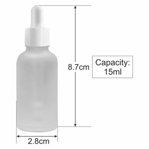 Transparent Frosted Glass Bottle with White Dropper| 15ml, 25ml & 30ml [ZMG57]