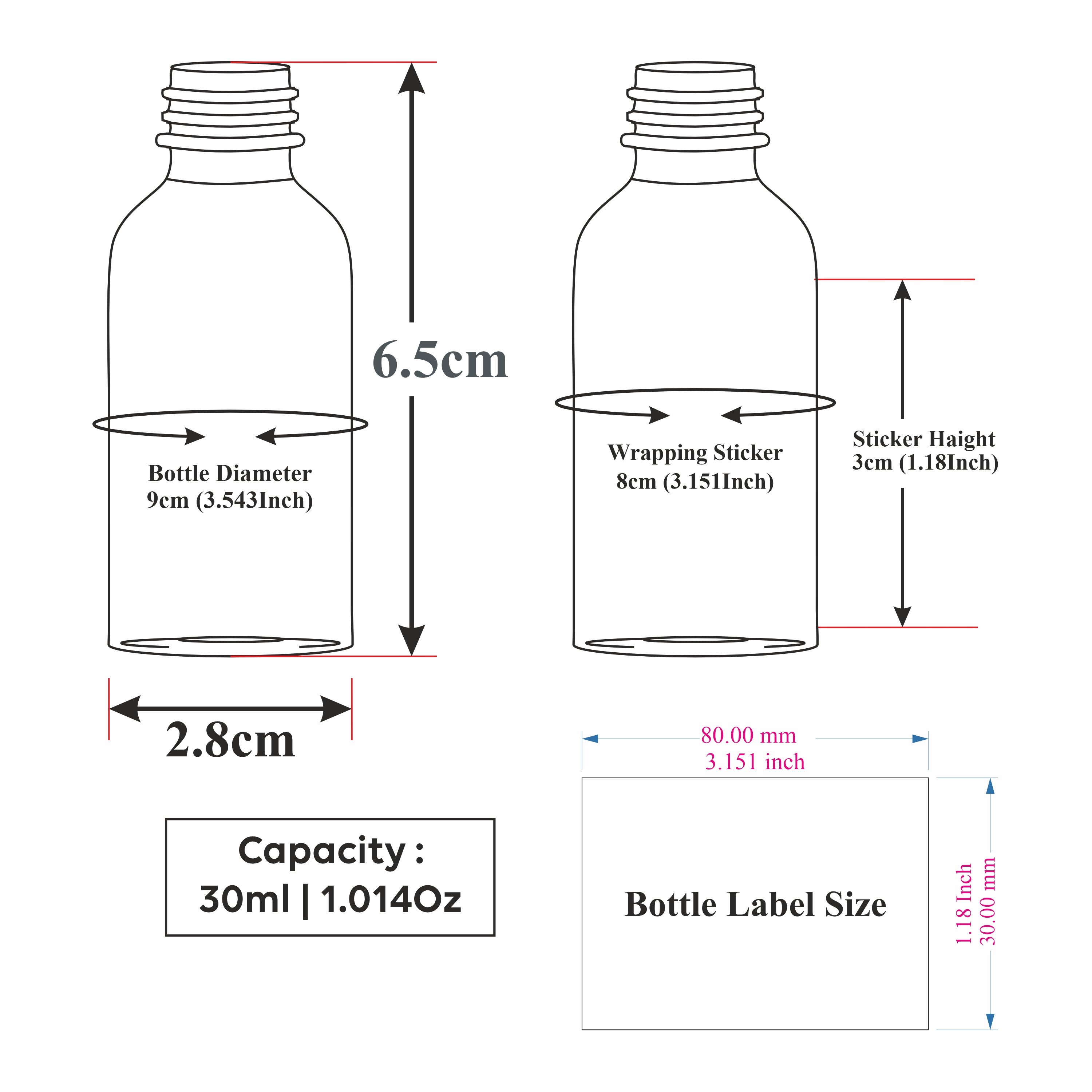 Transparent Frosted Glass Bottle with White Dropper| 15ml, 25ml & 30ml [ZMG57]