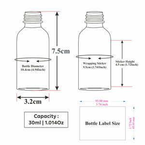 Transparent Frosted Glass Bottle with White Dropper| 15ml, 25ml & 30ml [ZMG57]