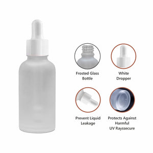 Transparent Frosted Glass Bottle with White Dropper| 15ml, 25ml & 30ml [ZMG57]