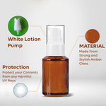 Load image into Gallery viewer, Amber Color Glass Bottle With White Cream Lotion Pump- 25ml,30ml  [ZMG59]
