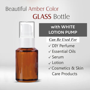 Amber Color Glass Bottle With White Cream Lotion Pump- 25ml,30ml  [ZMG59]