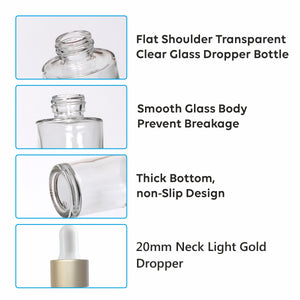 GLASS BOTTLE,CLEAR GLASS BOTTLE,DROPPER BOTTLE,WHITE DROPPER,30ML GLASS BOTTLE,SERUM GLASS BOTTLE,COSMETIC PACKAGING,ENVIROMENT FRIENDLY PACKAGING, TRAVEL SIZE PACKAGING, EMPTY COSMETIC PACKAGING