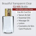 Load image into Gallery viewer, GLASS BOTTLE,CLEAR GLASS BOTTLE,DROPPER BOTTLE,WHITE DROPPER,30ML GLASS BOTTLE,SERUM GLASS BOTTLE,COSMETIC PACKAGING,ENVIROMENT FRIENDLY PACKAGING, TRAVEL SIZE PACKAGING, EMPTY COSMETIC PACKAGING,FLIP TOP CAP,GOLD FLIP TOP CAP
