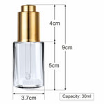 Load image into Gallery viewer, GLASS BOTTLE,CLEAR GLASS BOTTLE,DROPPER BOTTLE,WHITE DROPPER,30ML GLASS BOTTLE,SERUM GLASS BOTTLE,COSMETIC PACKAGING,ENVIROMENT FRIENDLY PACKAGING, TRAVEL SIZE PACKAGING, EMPTY COSMETIC PACKAGING,FLIP TOP CAP,GOLD FLIP TOP CAP,GOLDEN PUSH PUMP, COSMETIC BOTTLE
