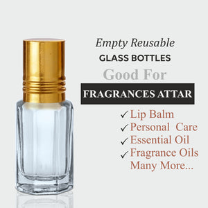ZMG89| Transparent Clear Empty Fragrance Attar Glass Bottle with Pet Roller Ball - 3ml, 6ml, 12ml,