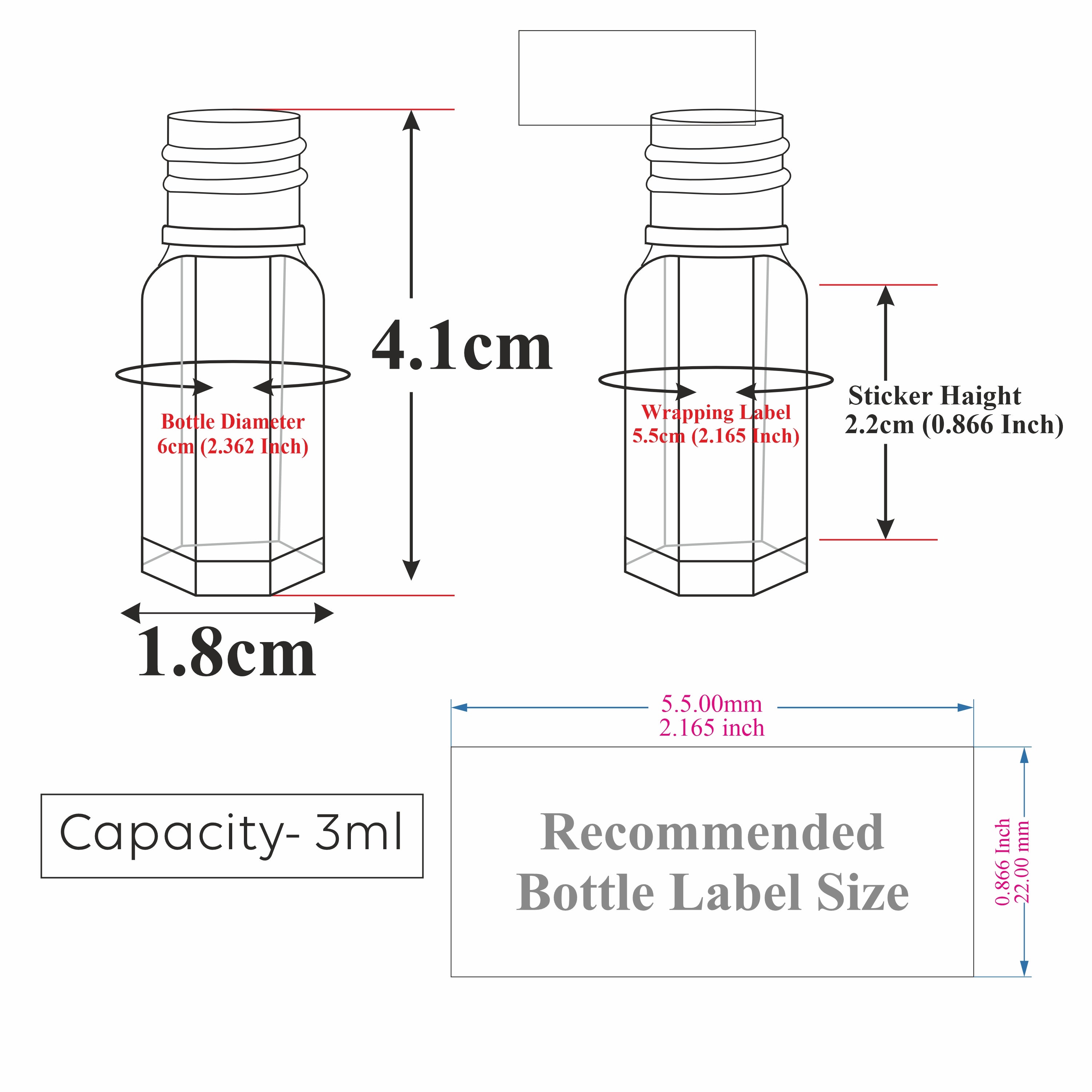 ZMG89| Transparent Clear Empty Fragrance Attar Glass Bottle with Pet Roller Ball - 3ml, 6ml, 12ml,