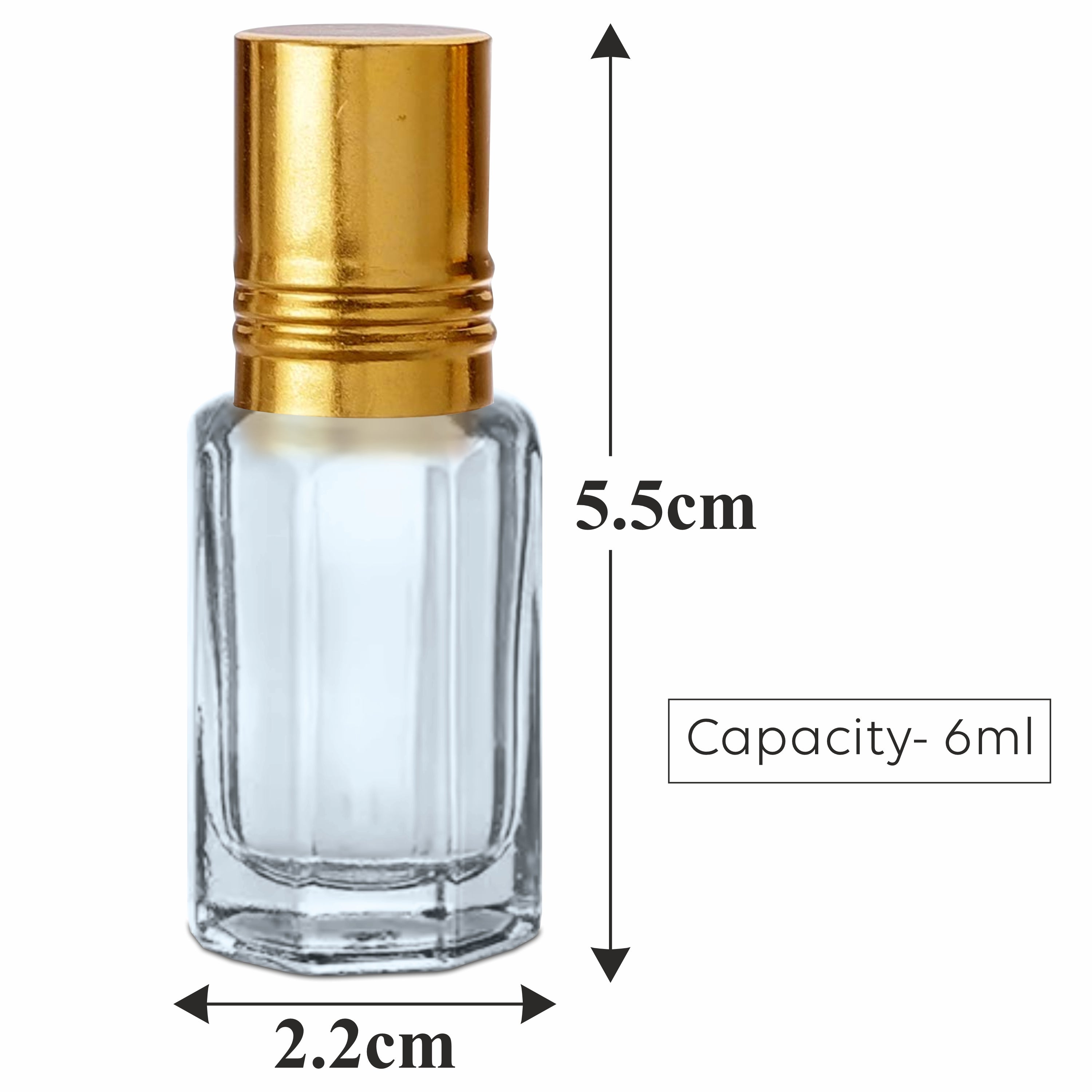 ZMG89| Transparent Clear Empty Fragrance Attar Glass Bottle with Pet Roller Ball - 3ml, 6ml, 12ml,