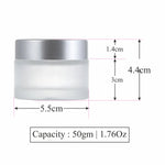 Load image into Gallery viewer, JARS,GLASSJAR,FROSTED GLASS JAR,GLASS JAR WITH SILVER CAP,CREAM JAR,COSMETIC JAR,COSMETIC PACKAGING,BODY BUTTER JAR,50GN GLASS JAR,
