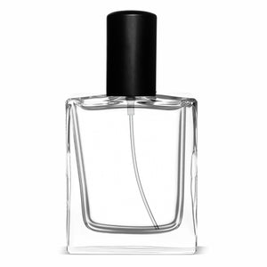 ( ZMS11 ) Transparent Glass Perfume Bottle With Long Black Screw Cap | 50ml