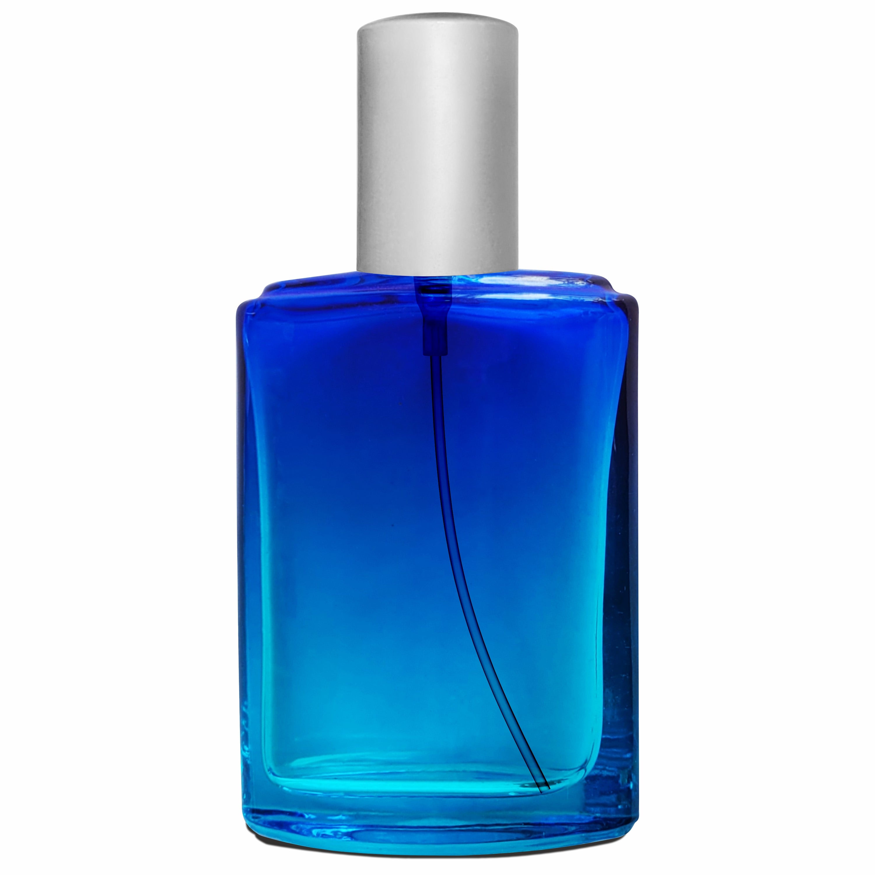 ( ZMS21 ) Blue Glass Perfume Bottle With Silver Matte Screw Cap | 50ml