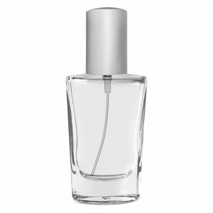 ( ZMS36 ) Transparent Glass Perfume Bottle With Silver Matte Screw Cap | 30ml