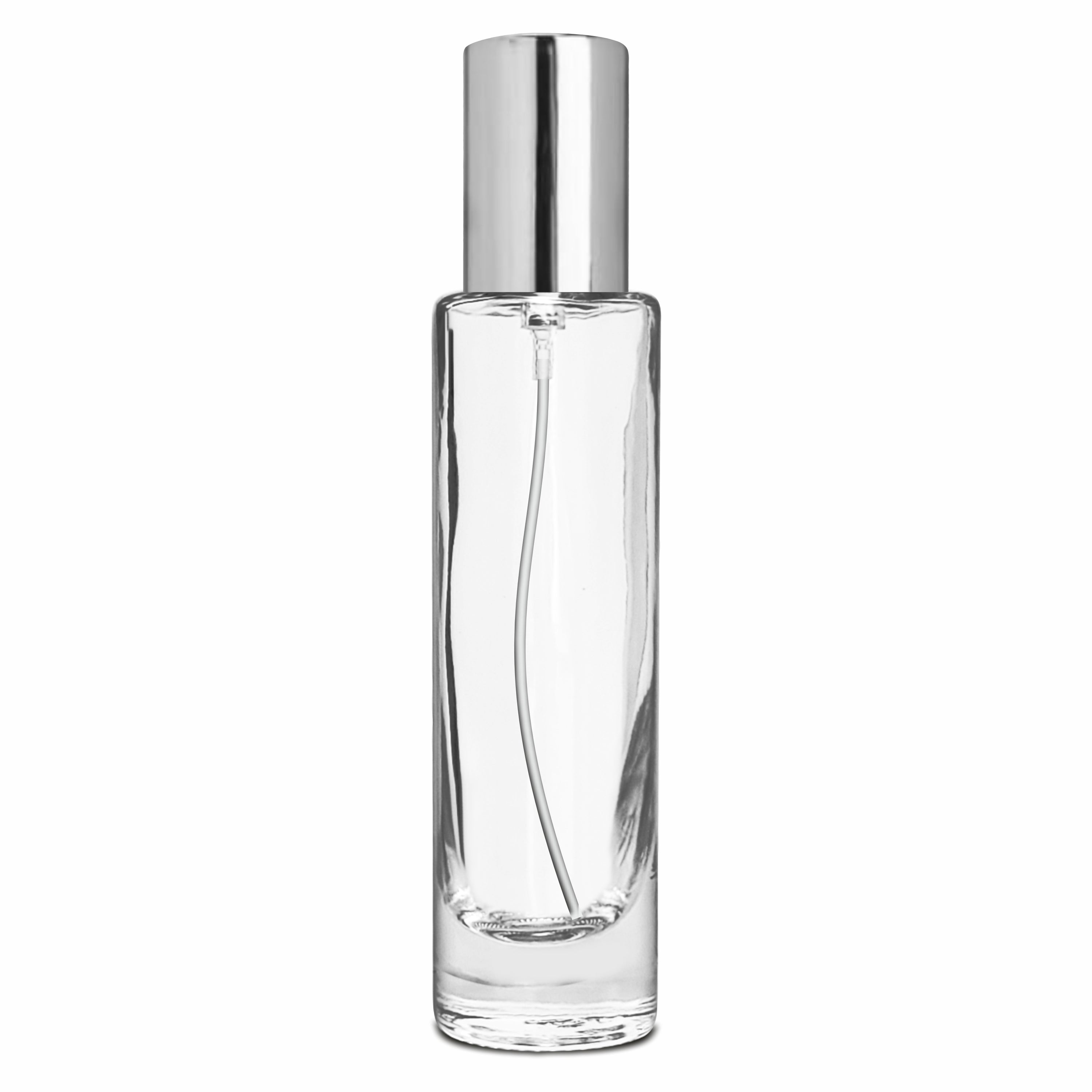 ( ZMS41) Clear Transparent Glass Perfume Bottle With Silver Screw Cap | 30ml