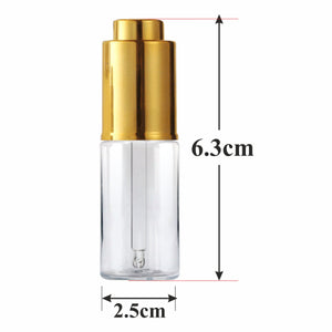 Transparent Pet Bottle With Gold Plated Push Button Dropper Available Size_20ML |ZMT81|
