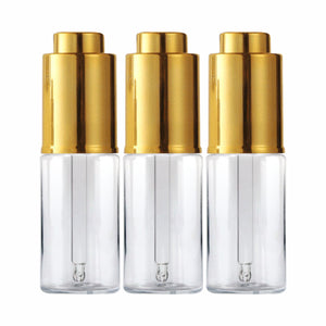 Transparent Pet Bottle With Gold Plated Push Button Dropper Available Size_20ML |ZMT81|