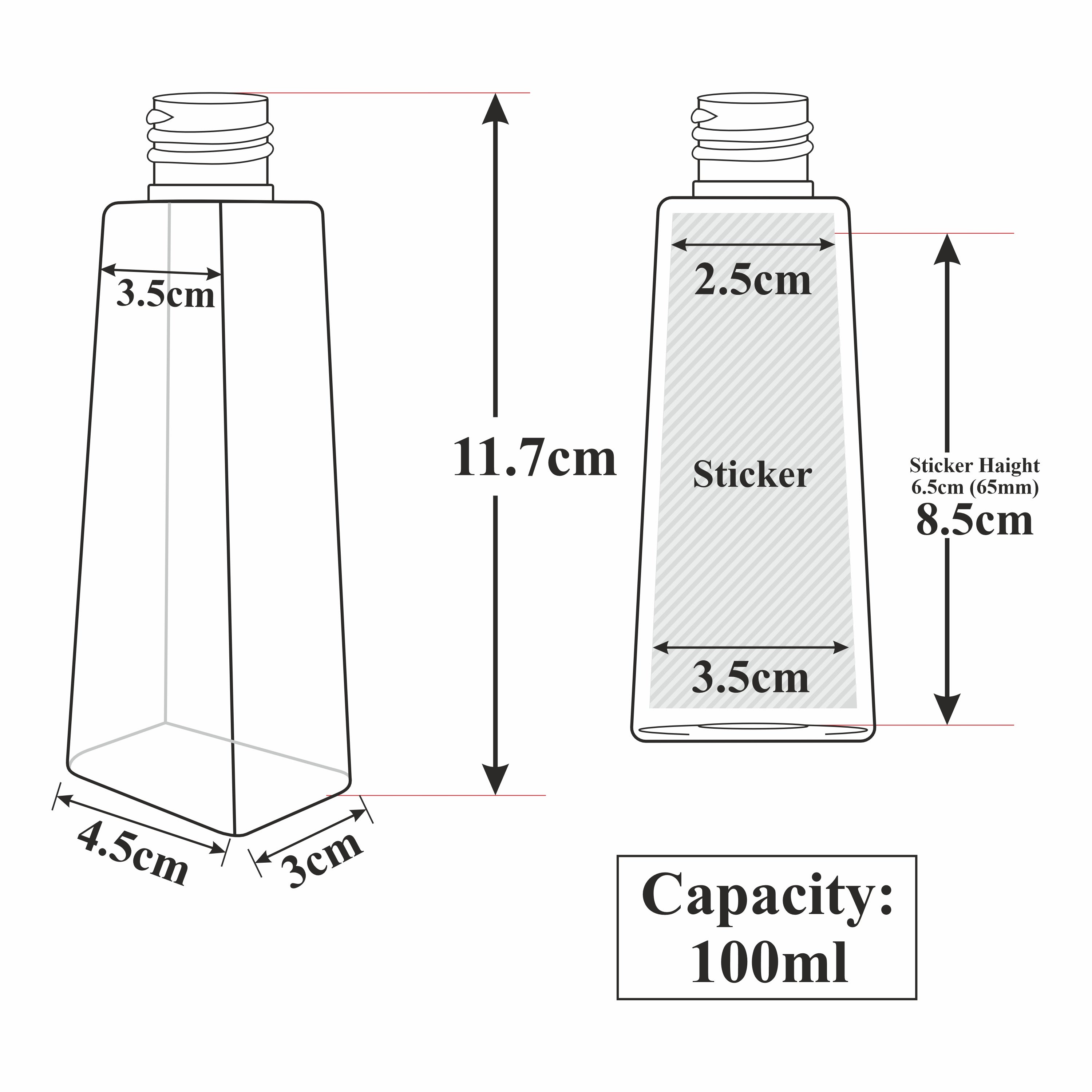 Pyramid Shape Clear Transparent Pet Bottle With Black Applicator Cap 100ml [ZMT87]