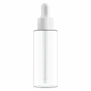 |ZMT93| TRANSPARENT CLEAR ROUND PET BOTTLE WITH WHITE DROPPER PUMP 20ml, 30ml & 50ml