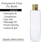 Load image into Gallery viewer, |ZMT94 TRANSPARENT CLEAR CETRA PET BOTTLE WITH GOLD PLATED FLIPTOP CAP 200ml
