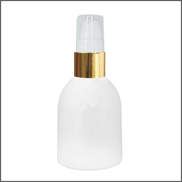 ( ZMW41 ) MILKY WHITE BOTTLE WITH GOLDEN/WHITE LOTION PUMP Available Size: 50ml