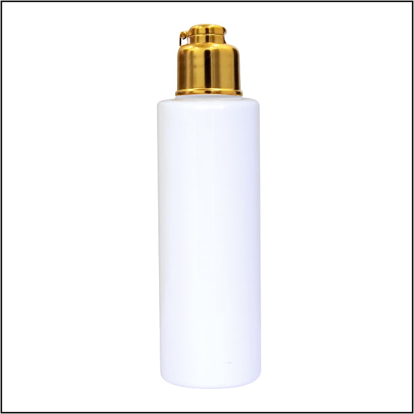 Milky White Bottle, Empty Milky White Bottle, Locket Cap Bottle, Gold Plated Locket Cap Bottle, Zenvista Bottle, Zenvista Packaging, Zenvista Packaging Experts, Zenvista Packaging Solution.