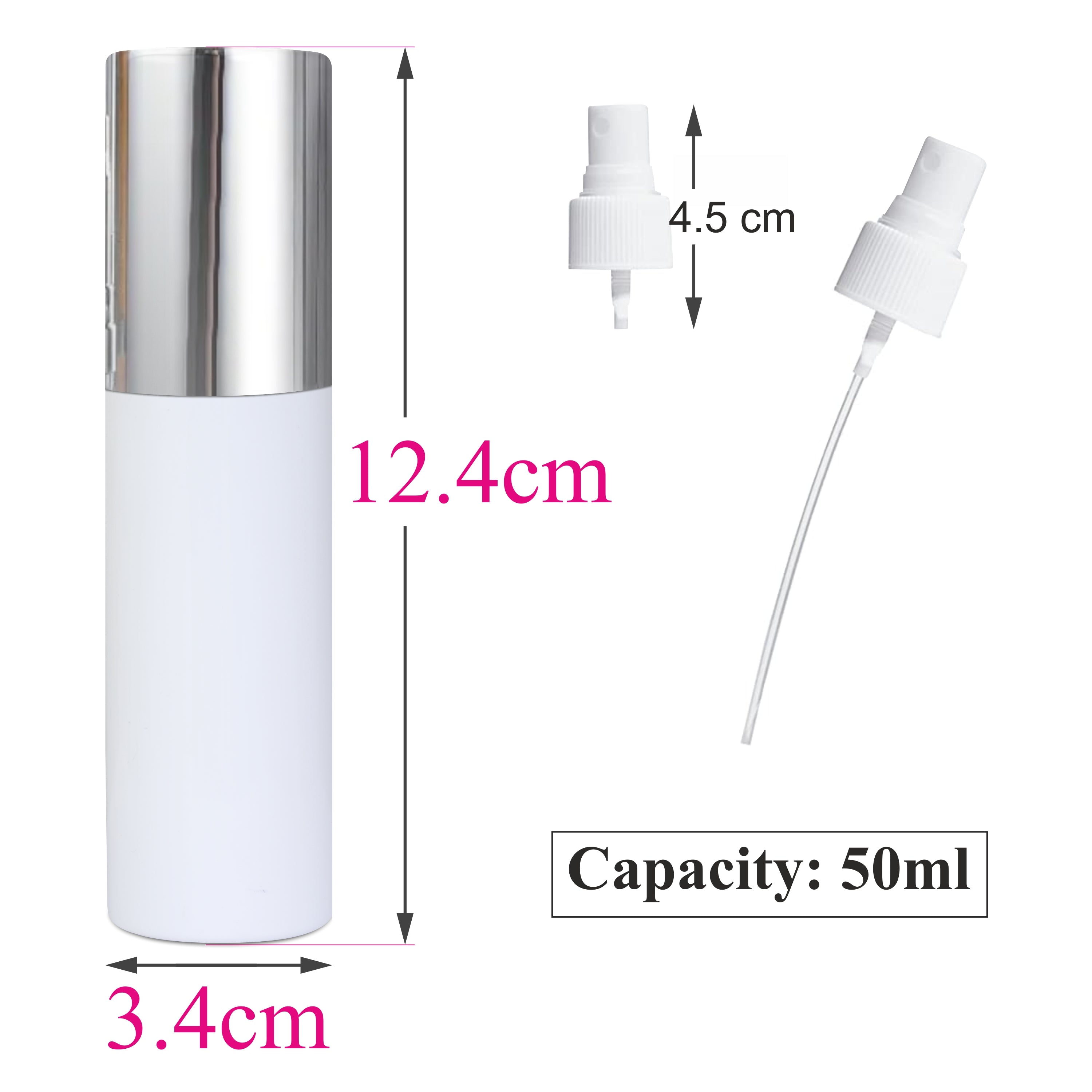 |ZMW48| Milky White Bottle With Mist Pump Spray and  Sliver Plated Airless Cap Available Size_50ML