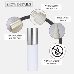 |ZMW48| Milky White Bottle With Mist Pump Spray and  Sliver Plated Airless Cap Available Size_50ML