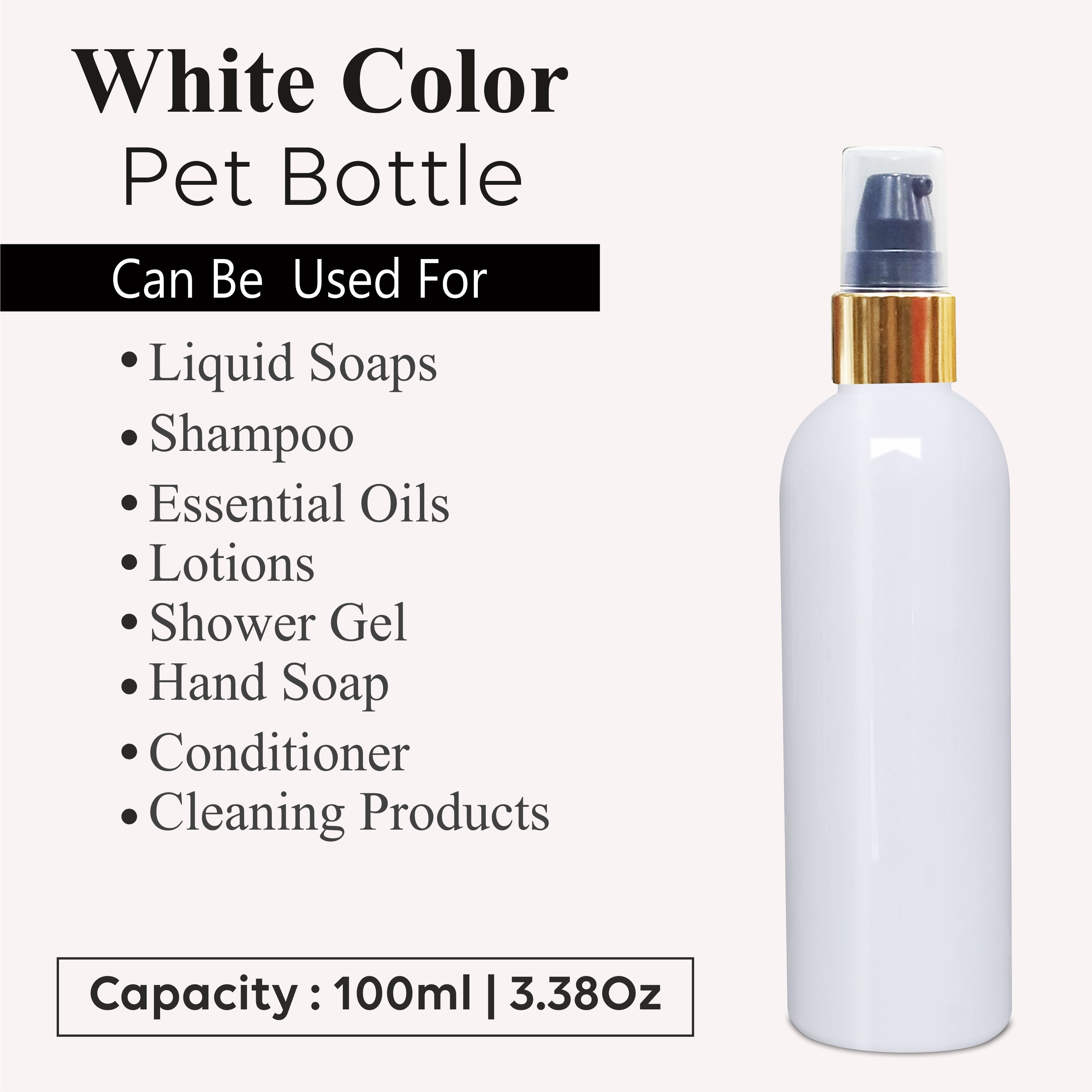 |ZMW52| Milky White Bottle With Black lotion Pump And Gold Plated Cap ZMW52 Available Size_100ML