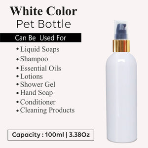 |ZMW52| Milky White Bottle With Black lotion Pump And Gold Plated Cap ZMW52 Available Size_100ML