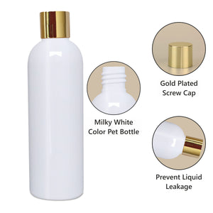 |ZMW58| Milky White Pet Bottle With Gold Plated Screw Cap Available Size_100ML