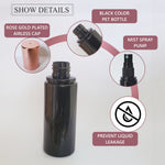 Load image into Gallery viewer, Zenvista, zenvista pakaging,cosmetic packaging, empty cosmetic packaging, empty bottles, black bottle, rose gold cap, airtight bottle, travel size bottle, reusable bottle, refilable bottle, serum bottle, hair oil bottle bottle, rose gold cap bottle
