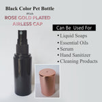 Load image into Gallery viewer, Zenvista, zenvista pakaging,cosmetic packaging, empty cosmetic packaging, empty bottles, black bottle, rose gold cap, airtight bottle, travel size bottle, reusable bottle, refilable bottle, serum bottle, hair oil bottle bottle, rose gold cap bottle
