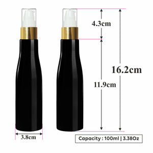|zmk09| Black Color Bottle With Gold Plated White Mist Pump-100ml-200ml