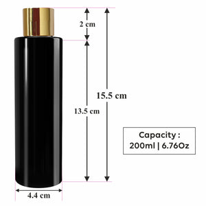 Black Color Premium Empty Pet Bottles With Gold Plated Screw Cap 200ML [ZMK36]
