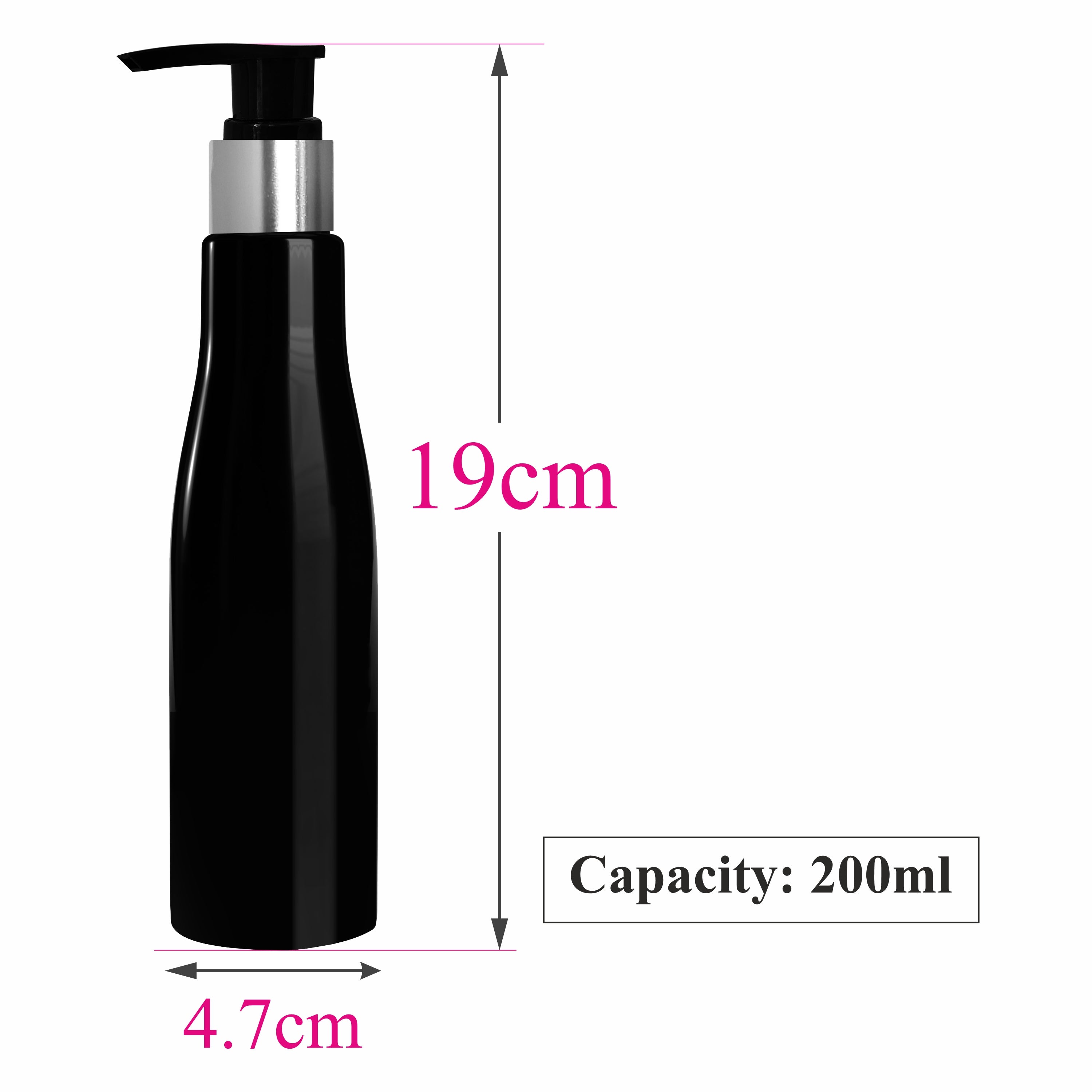 Black Bottle With Silver Plated Black Black Dispenser Pump-200 ML [ZMK16]