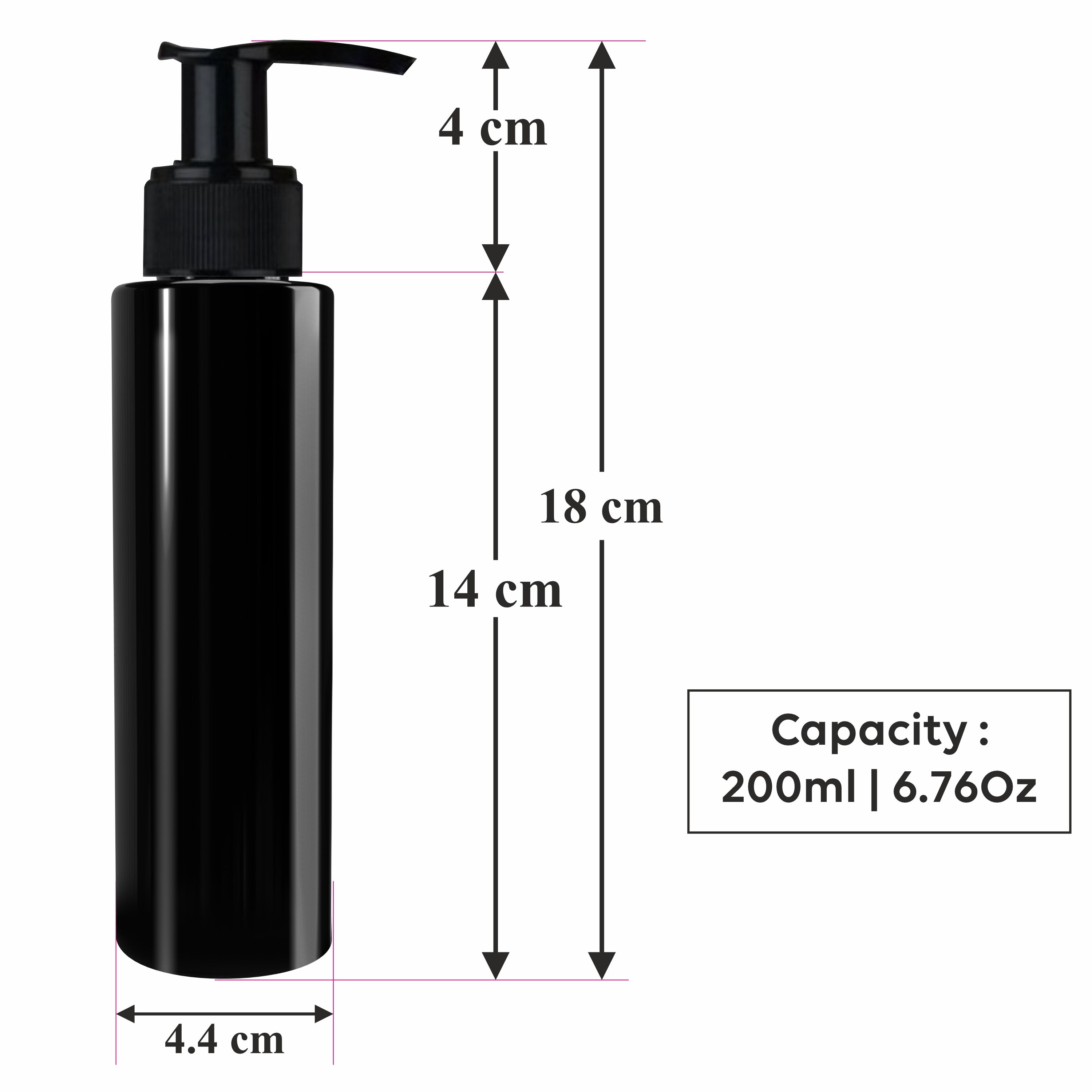 Black Color Premium Empty Pet Bottles With Black Dispenser Pump 200ML [ZMK41]