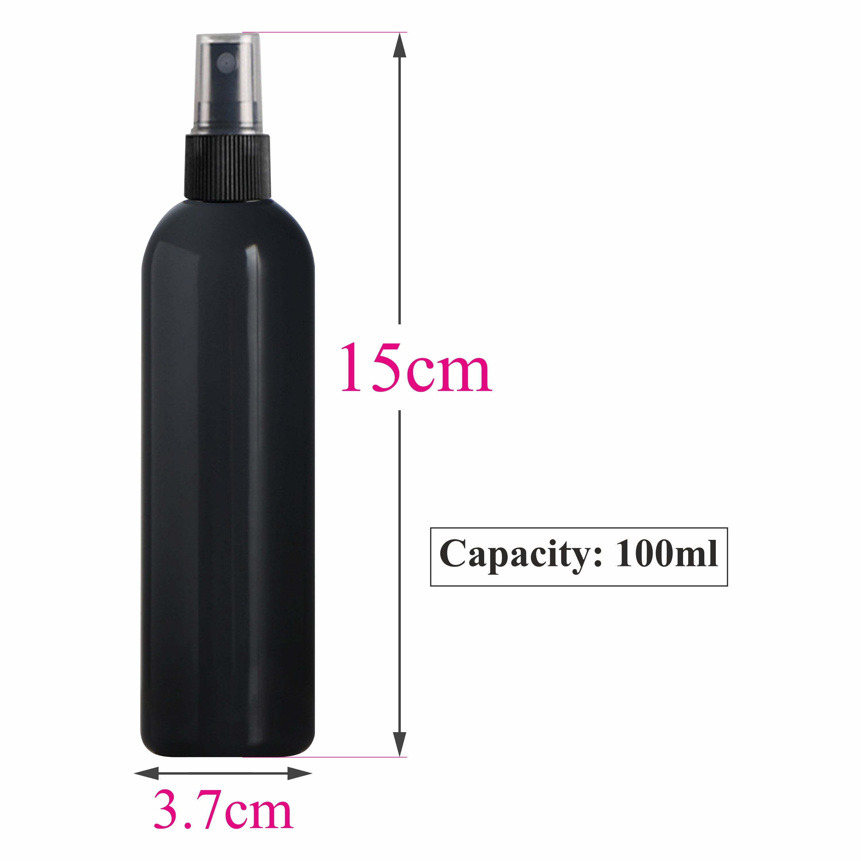 [ZMK44] BLACK COLOR PET ROUND BOTTLE WITH BEAUTIFUL BLACK SPRAY PUMP | 100ML & 200ML