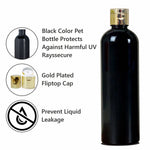 Load image into Gallery viewer, Black Color Bottle With Metalized Gold Flip Top Cap-500ml [ZMK18]
