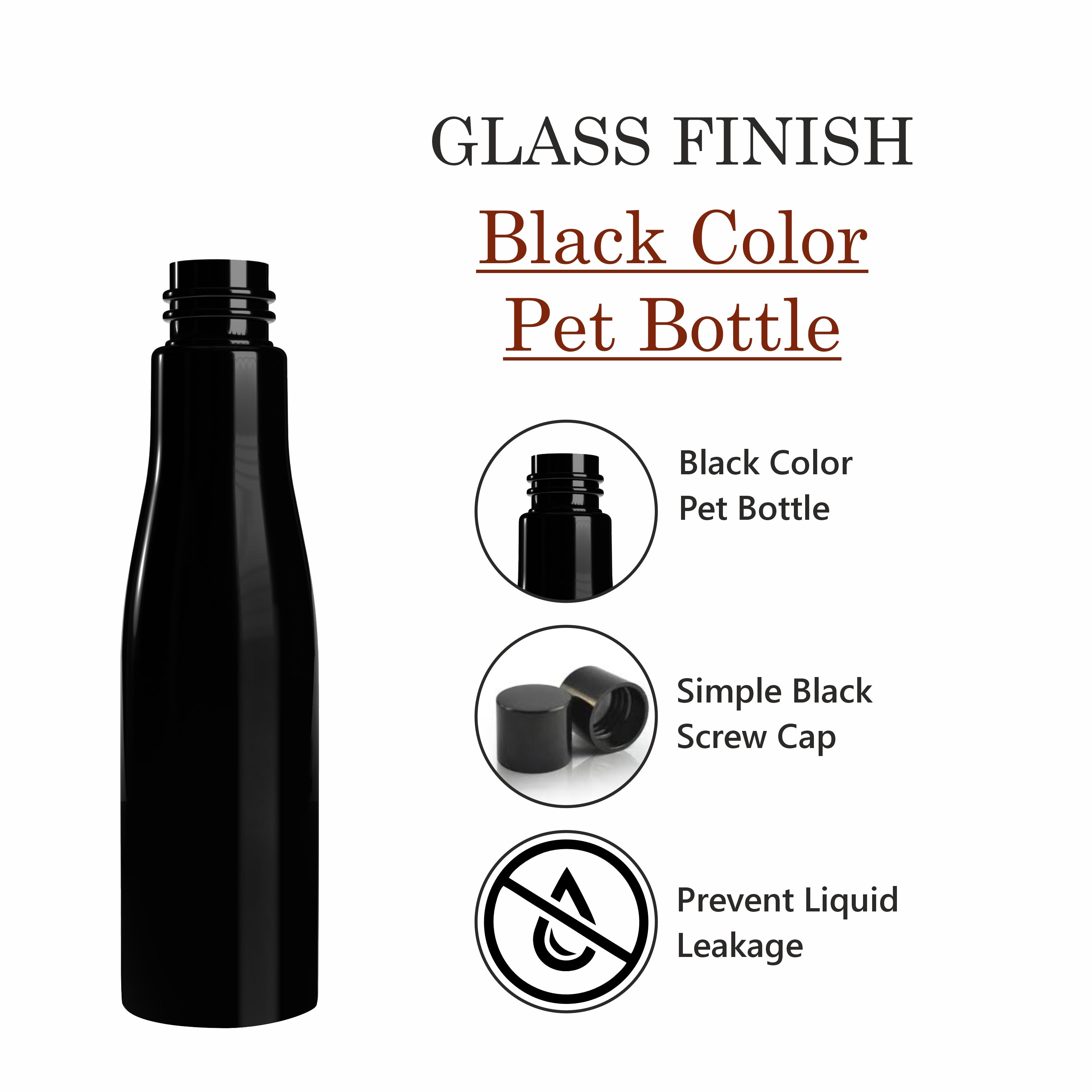 [ZMK07] Black Asta Bottle With Black Screw Cap - 100ml & 200ml