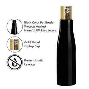 |ZMK27| Black Color Bottle With Gold  Disk Top Cap-200ml