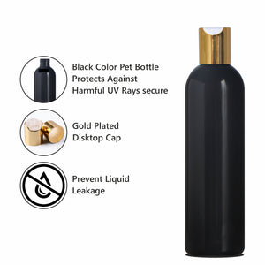 |ZMK23| BLACK COLOR BOTTLE WITH GOLDEN/WHITE DISKTOP CAP Available Size: 200ml