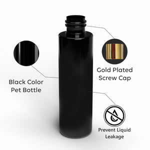 Black Color Premium Empty Pet Bottles With Gold Plated Screw Cap 100ML & 200ML [ZMK36]