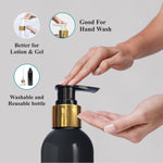 Load image into Gallery viewer, ZMK31 | BLACK COLOR ROUND SHAPE BOTTLE WITH GOLD/BLACK DISPENSER PUMP | 200ML
