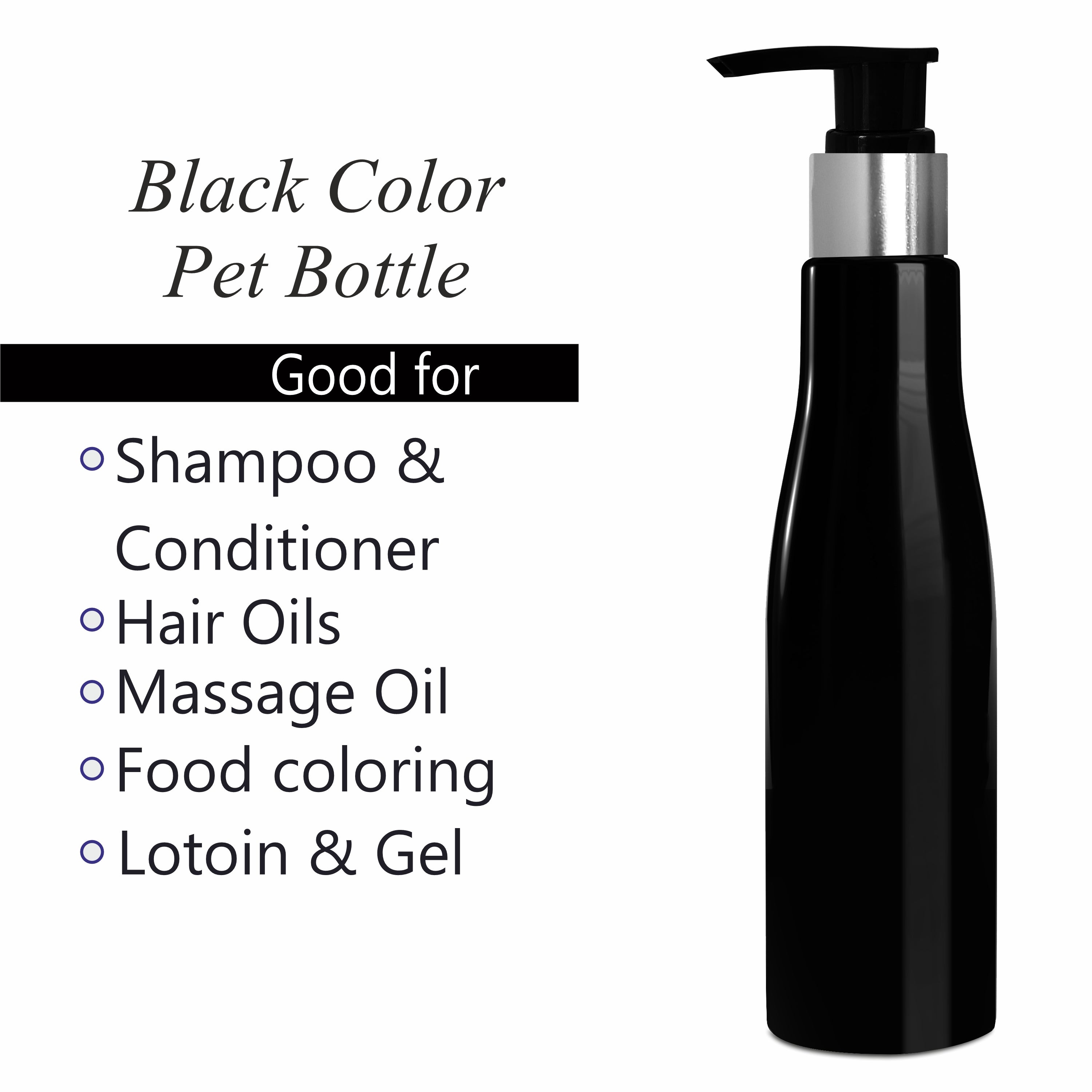 Black Bottle With Silver Plated Black Black Dispenser Pump-200 ML [ZMK16]