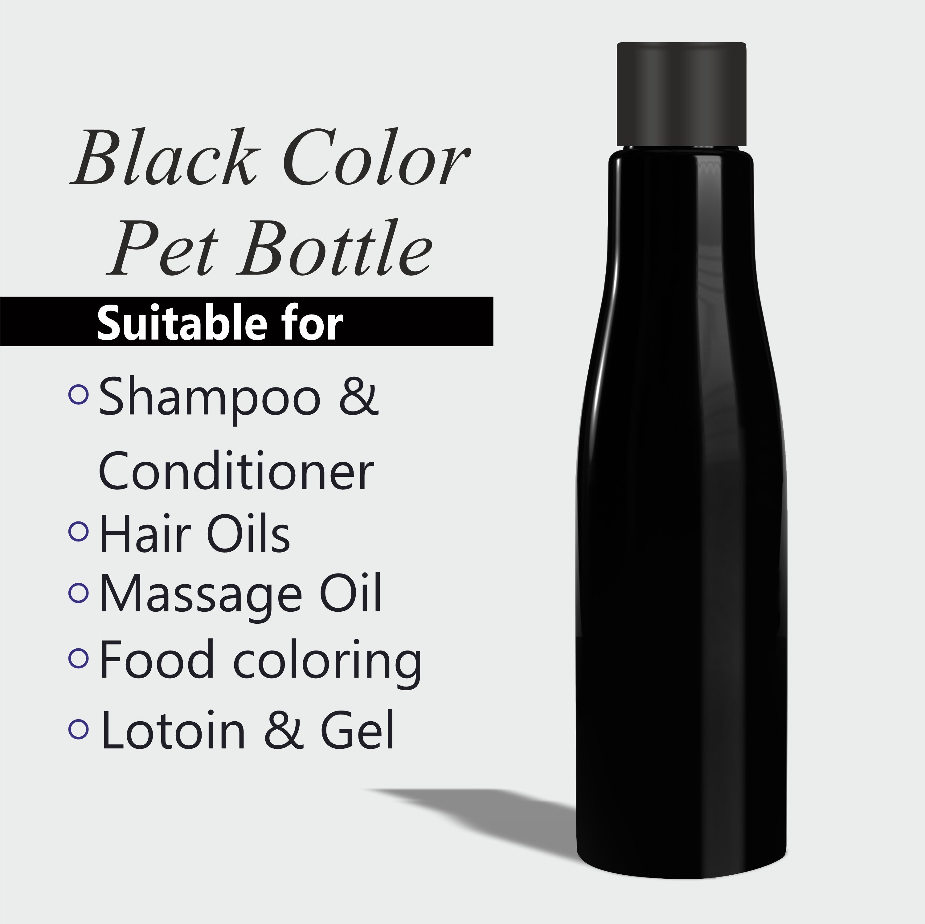 [ZMK07] Black Asta Bottle With Black Screw Cap - 100ml & 200ml