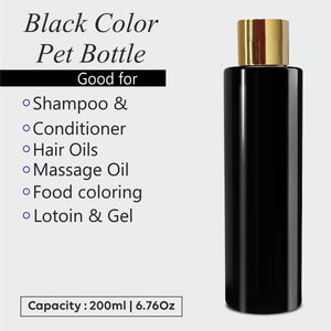 Black Color Premium Empty Pet Bottles With Gold Plated Screw Cap 100ML & 200ML [ZMK36]