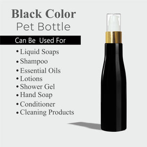 |zmk09| Black Color Bottle With Gold Plated White Mist Pump-100ml-200ml
