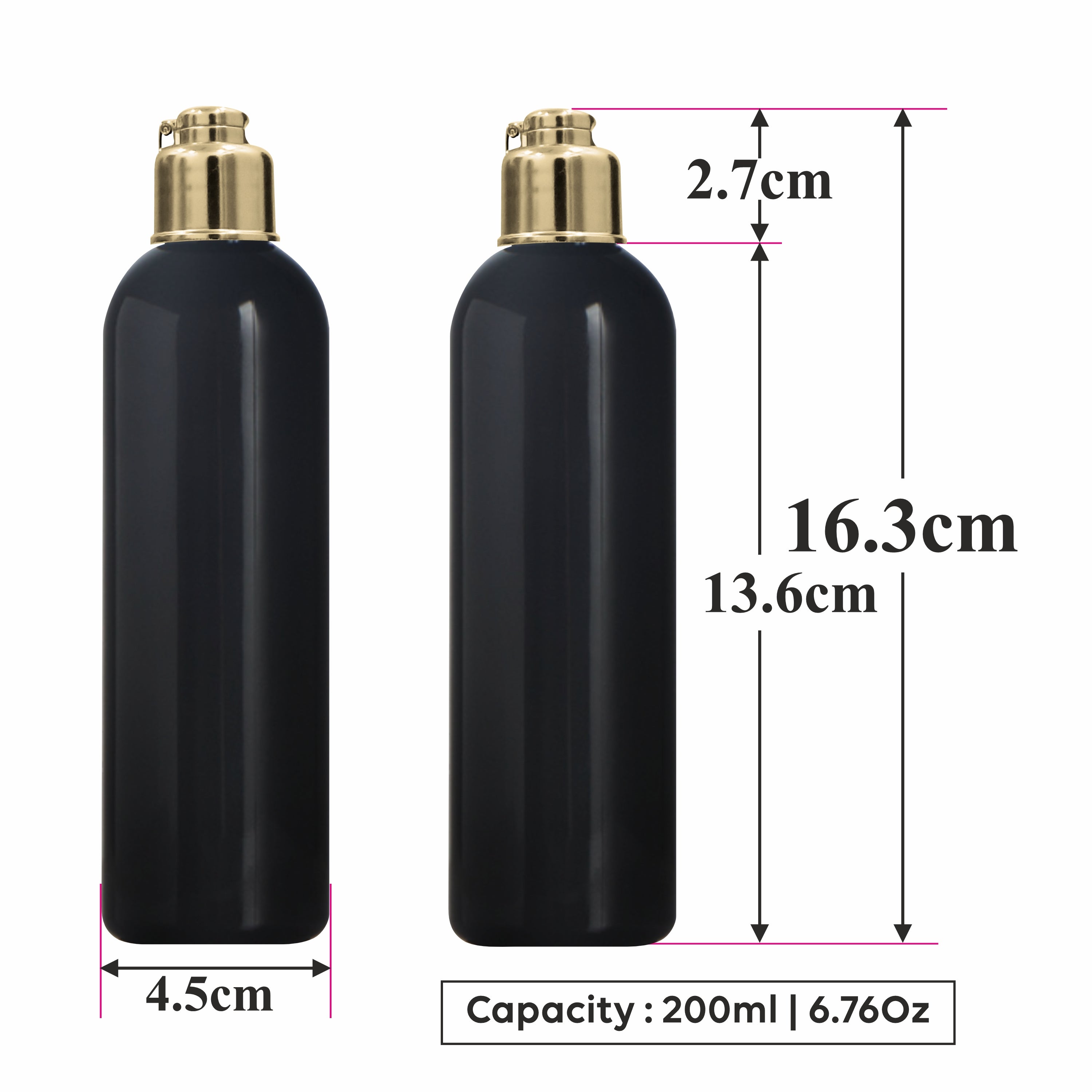 Black Color Bottle With Golden Locate  Cap-100ml & 200ml [ZMK13]