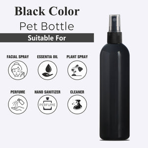 [ZMK44] BLACK COLOR PET ROUND BOTTLE WITH BEAUTIFUL BLACK SPRAY PUMP | 100ML & 200ML